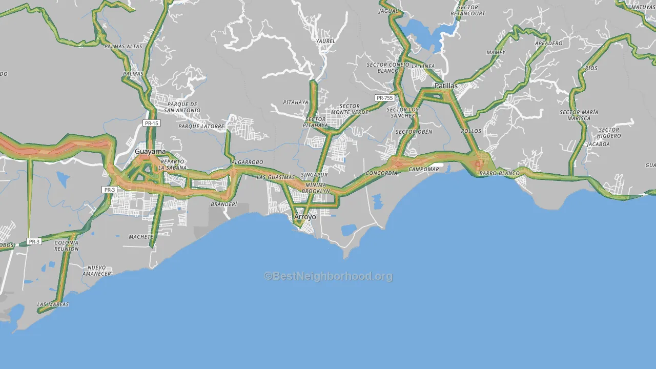 Arroyo, PR Map of Noise Levels in Arroyo