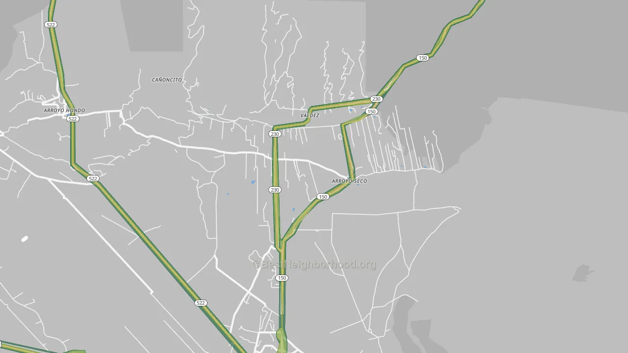 Arroyo Seco, NM Map of Noise Levels in Arroyo Seco