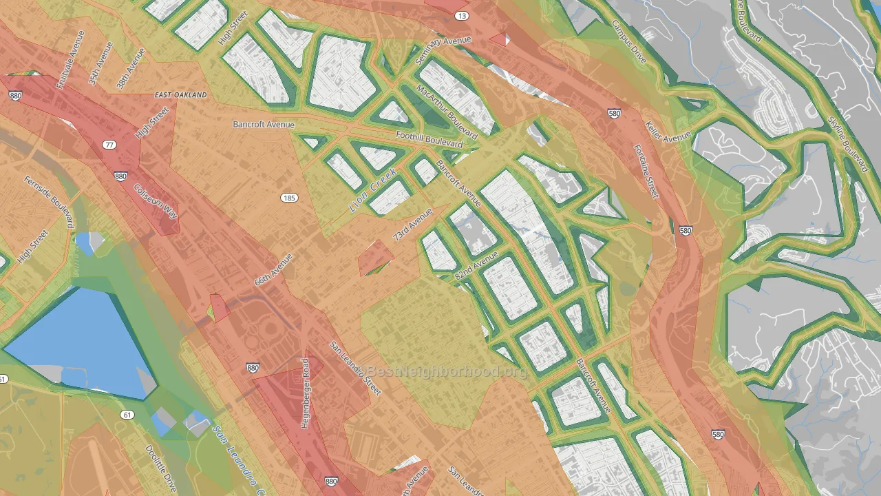 Arroyo Viejo, Oakland, CA Map of Noise Levels in Arroyo Viejo