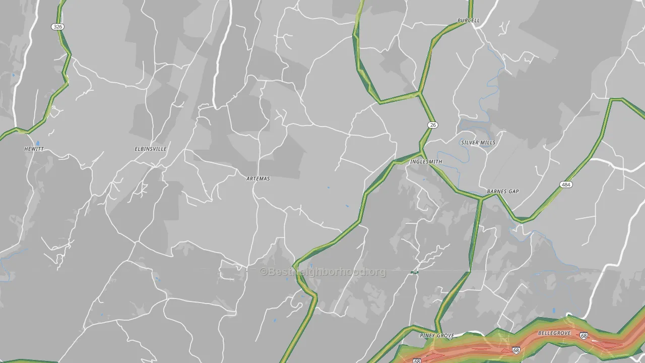 Artemas, PA Map of Noise Levels in Artemas