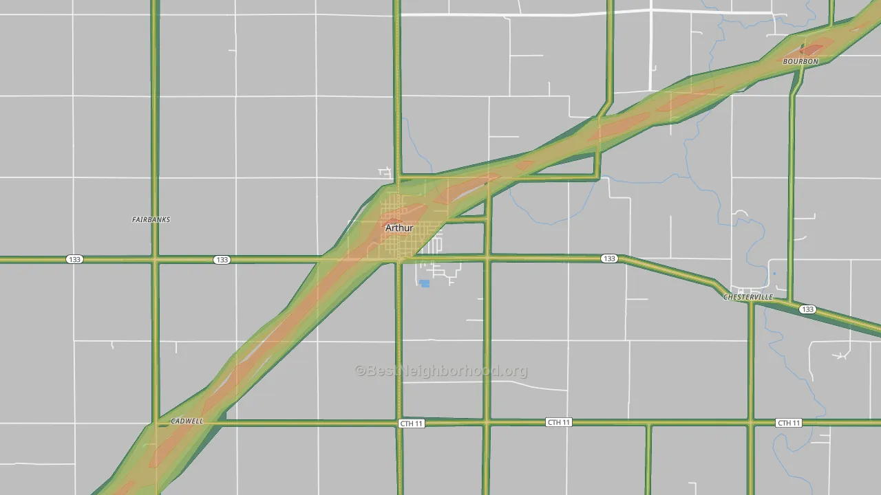 Arthur, IL Map of Noise Levels in Arthur
