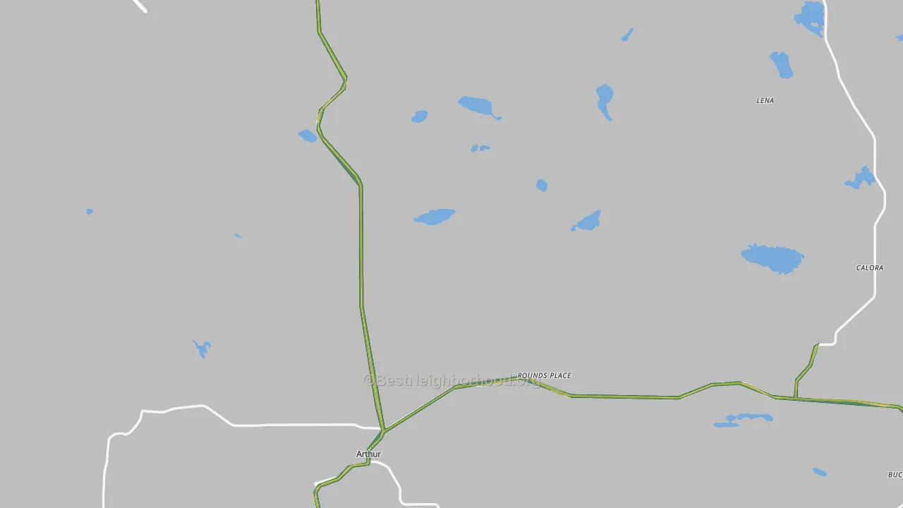 Arthur, NE Map of Noise Levels in Arthur