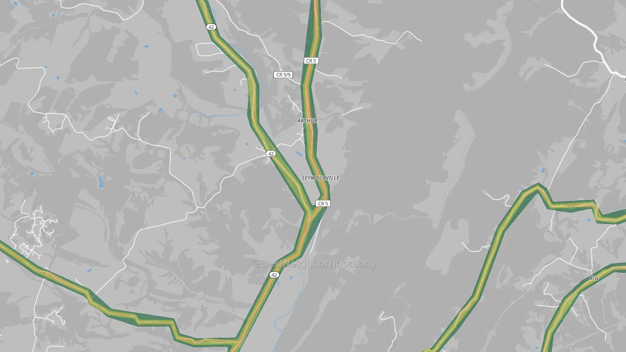 Arthur, WV Map of Noise Levels in Arthur