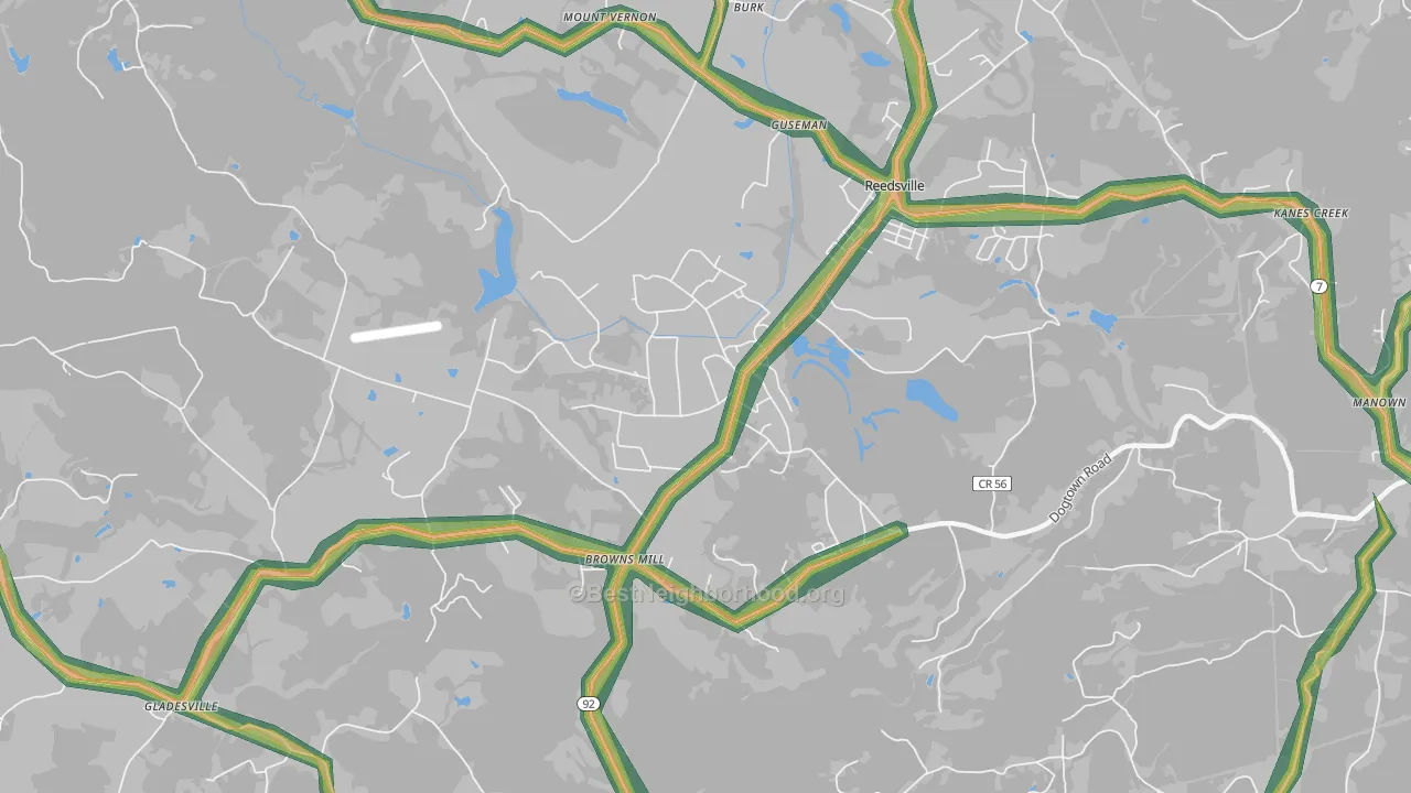 Arthurdale, WV Map of Noise Levels in Arthurdale