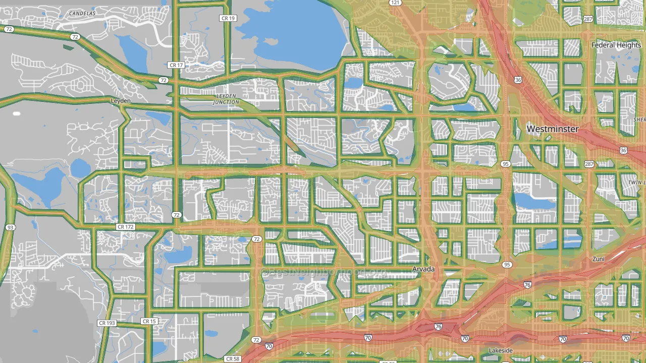 Arvada, CO Map of Noise Levels in Arvada