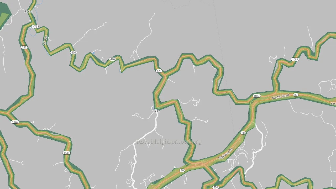 Ary, KY Map of Noise Levels in Ary