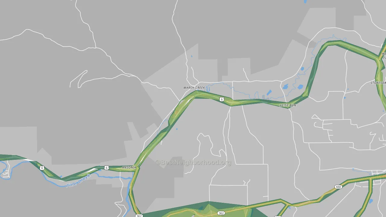 Asaph, PA Map of Noise Levels in Asaph