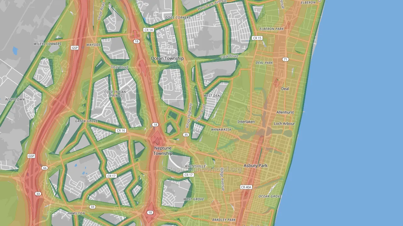 Asbury Park, NJ Map of Noise Levels in Asbury Park
