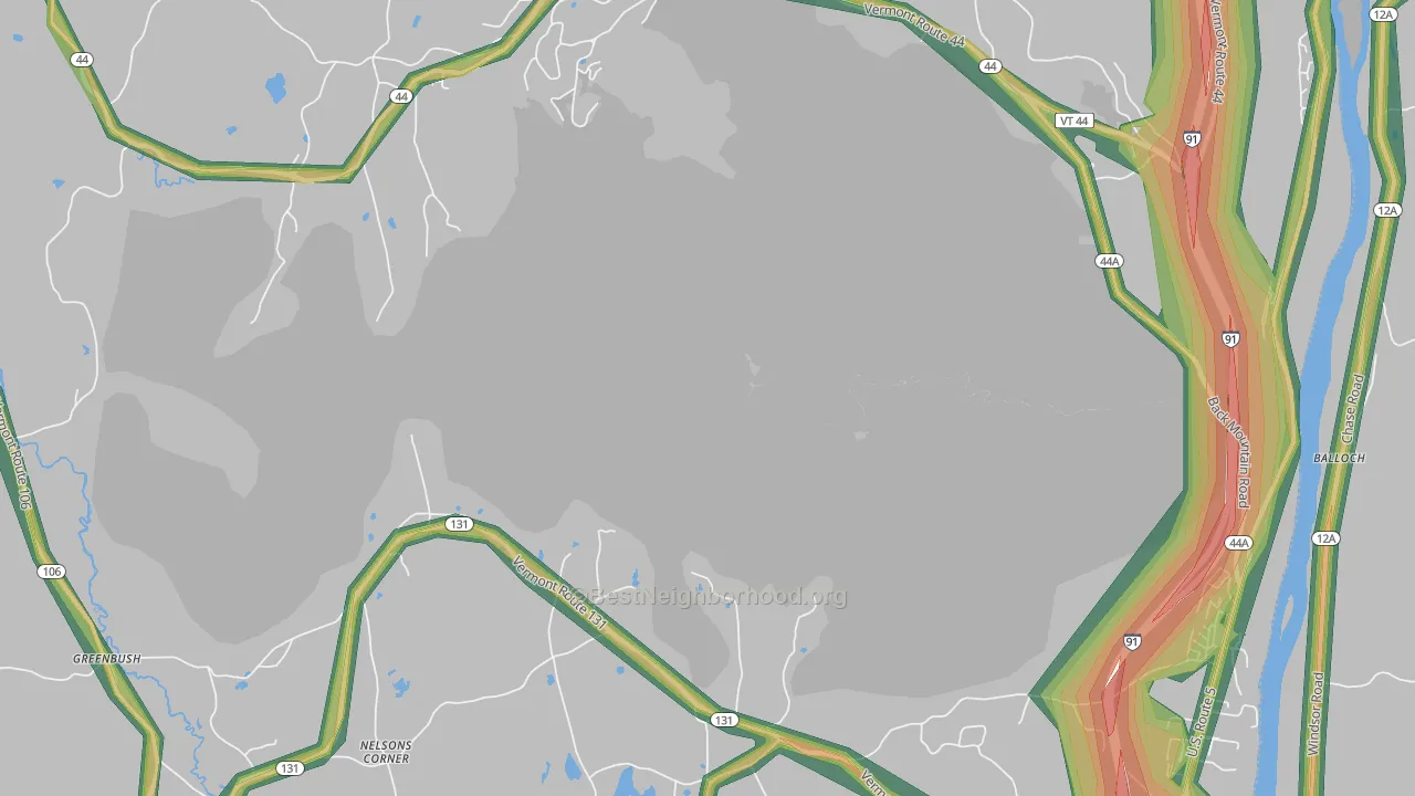 Ascutney, VT Map of Noise Levels in Ascutney