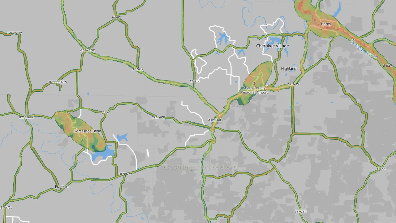 Ash Flat, AR Map of Noise Levels in Ash Flat