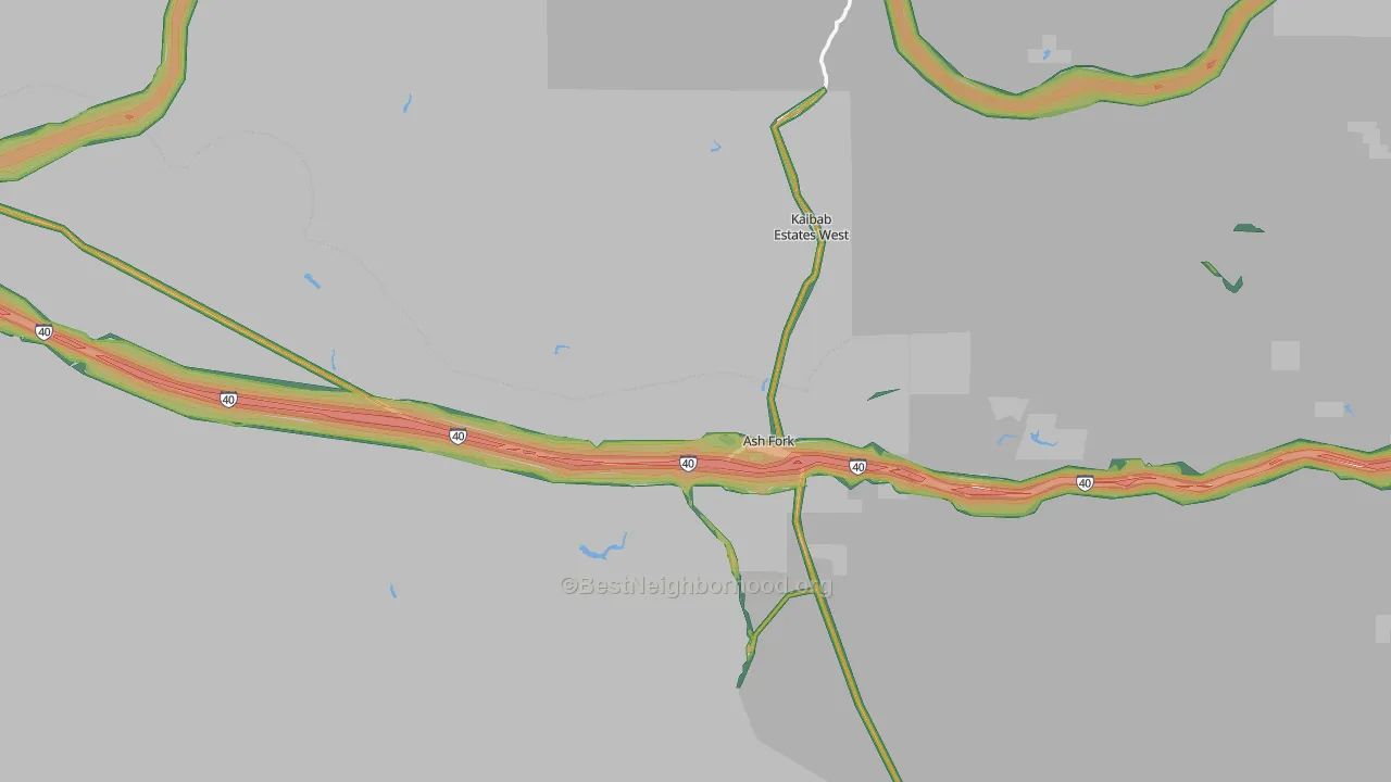 Ash Fork, AZ Map of Noise Levels in Ash Fork
