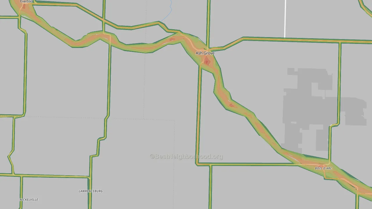 Ash Grove, MO Map of Noise Levels in Ash Grove