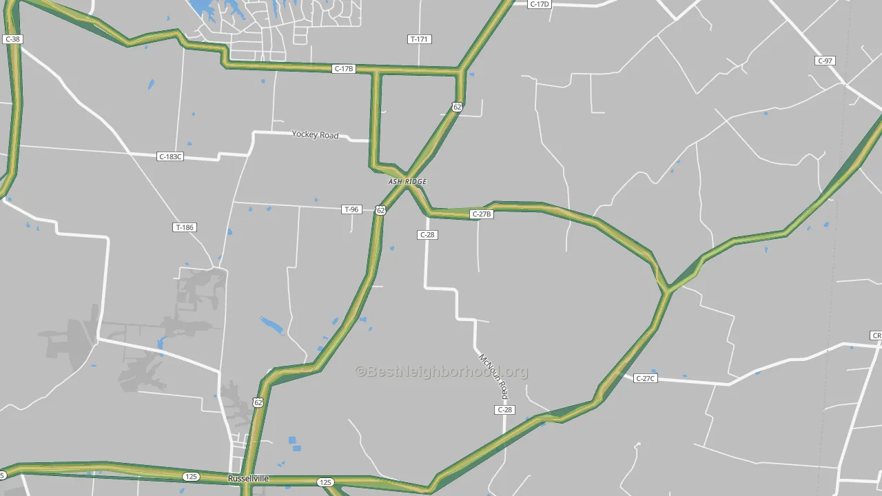 Ash Ridge, OH Map of Noise Levels in Ash Ridge