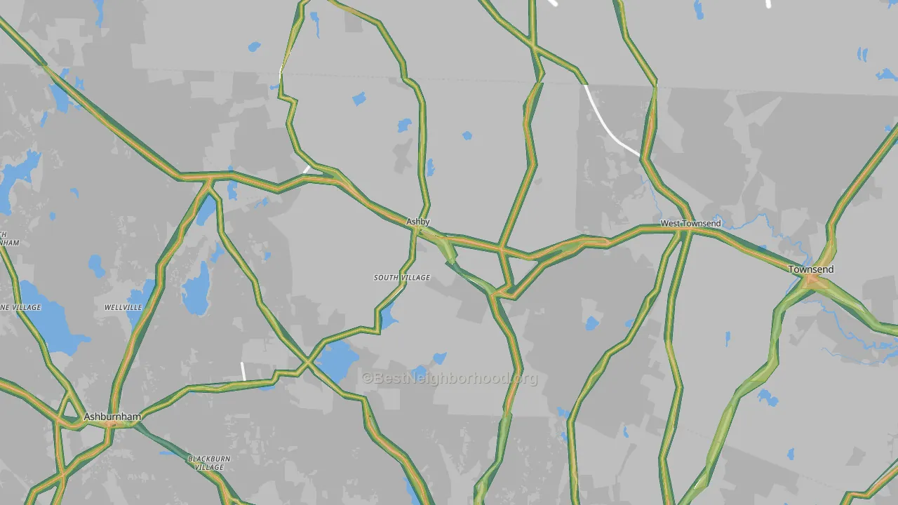 Ashby, MA Map of Noise Levels in Ashby