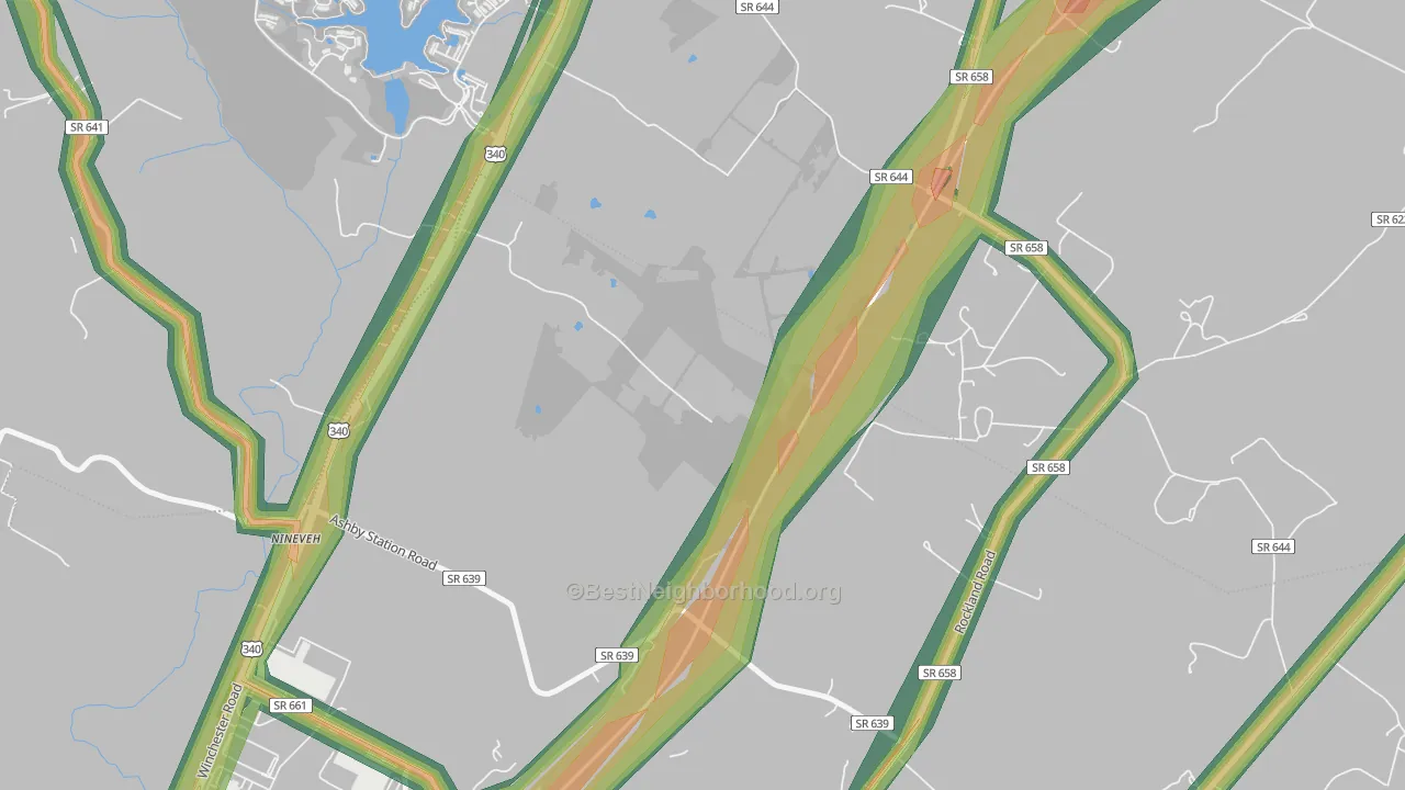 Ashby, VA Map of Noise Levels in Ashby