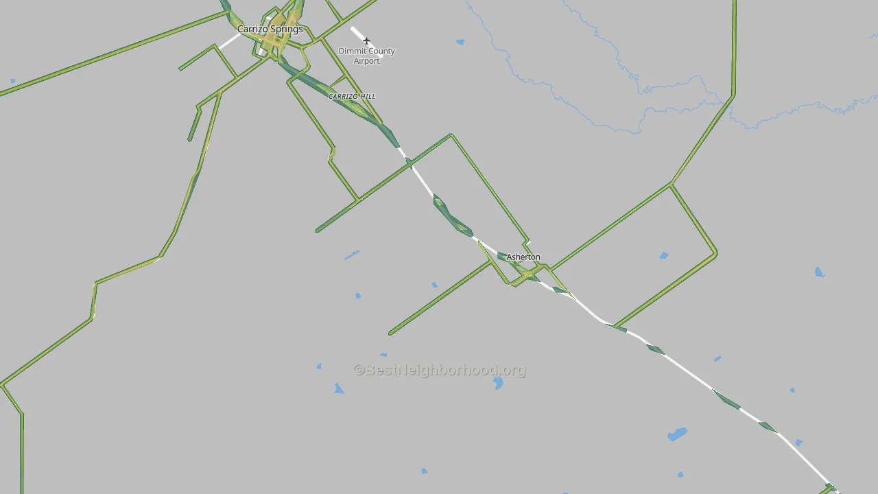Asherton, TX Map of Noise Levels in Asherton