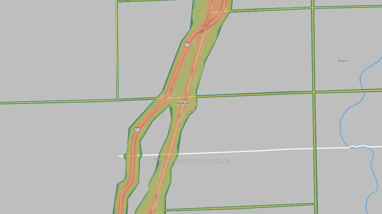 Ashkum, IL Map of Noise Levels in Ashkum