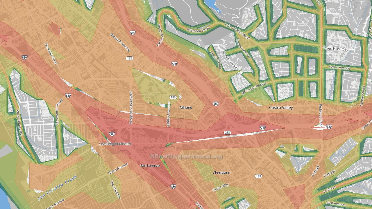 Ashland, CA Map of Noise Levels in Ashland
