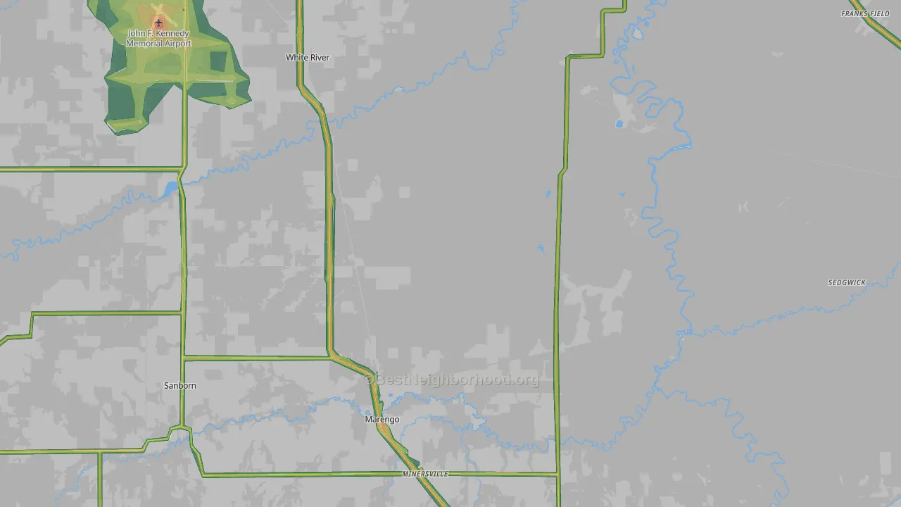 Ashland County, WI Map of Noise Levels in Ashland County