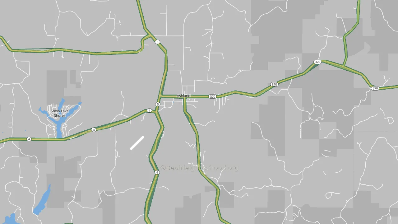 Ashland, MS Map of Noise Levels in Ashland