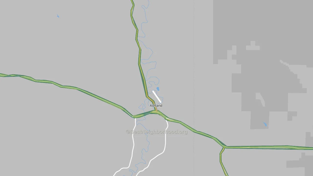 Ashland, MT Map of Noise Levels in Ashland