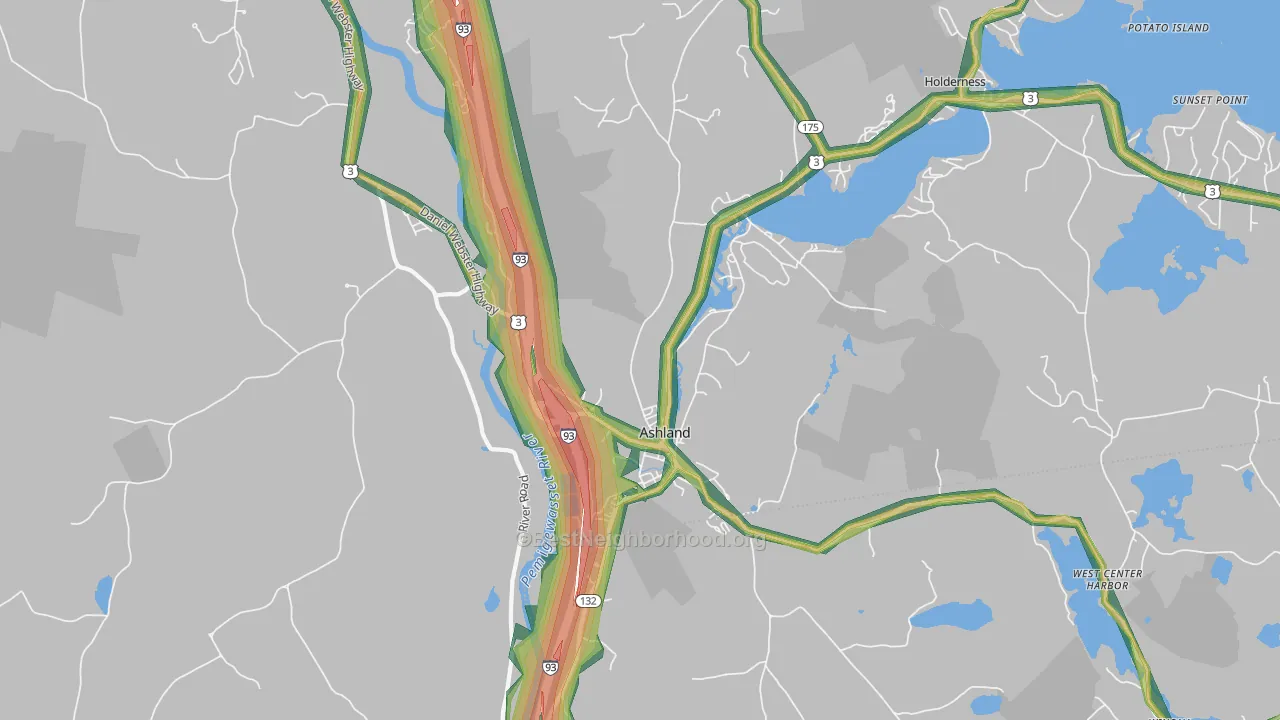 Ashland, NH Map of Noise Levels in Ashland