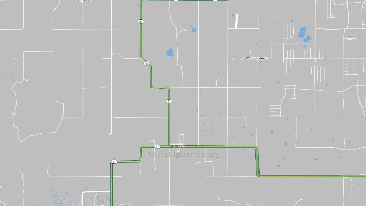 Ashland, OK Map of Noise Levels in Ashland