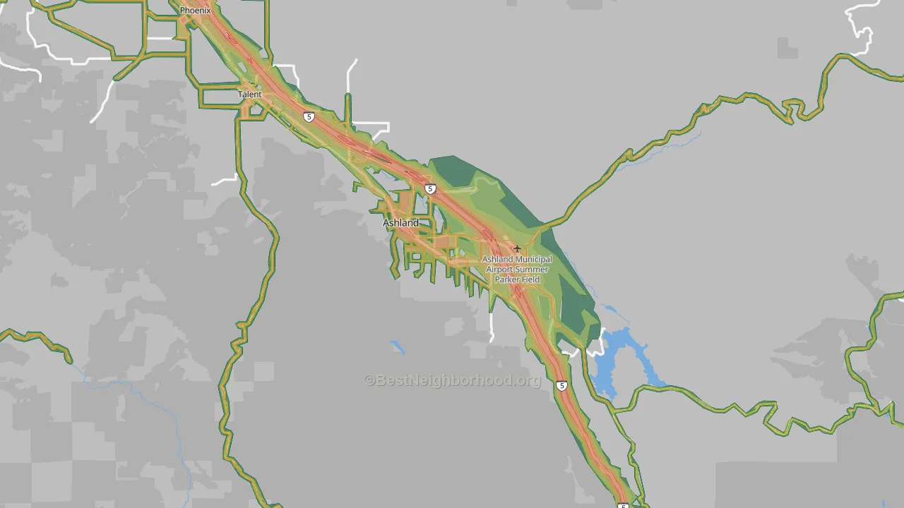 Ashland, OR Map of Noise Levels in Ashland