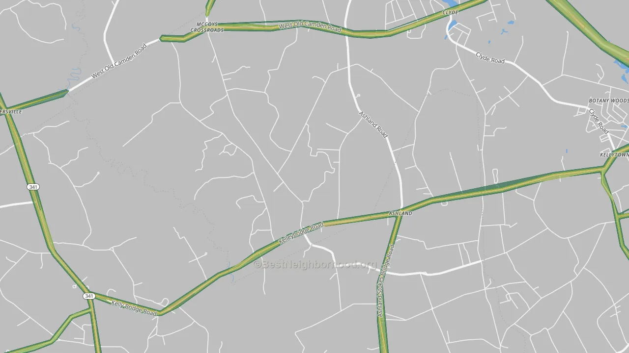 Ashland, SC Map of Noise Levels in Ashland
