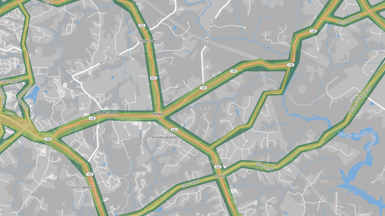 Ashton, MD Map of Noise Levels in Ashton