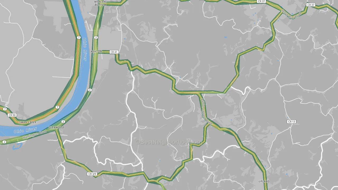 Ashton, WV Map of Noise Levels in Ashton