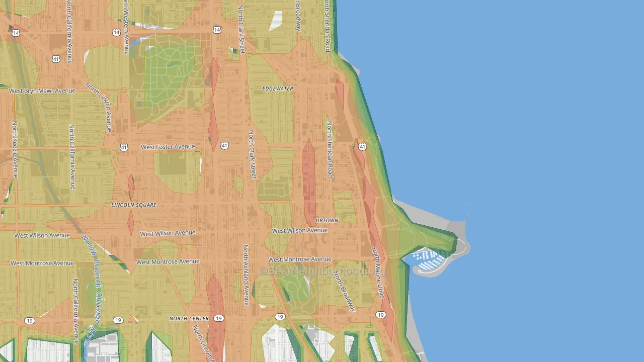 Asia on Argyle, Chicago, IL Map of Noise Levels in Asia on Argyle