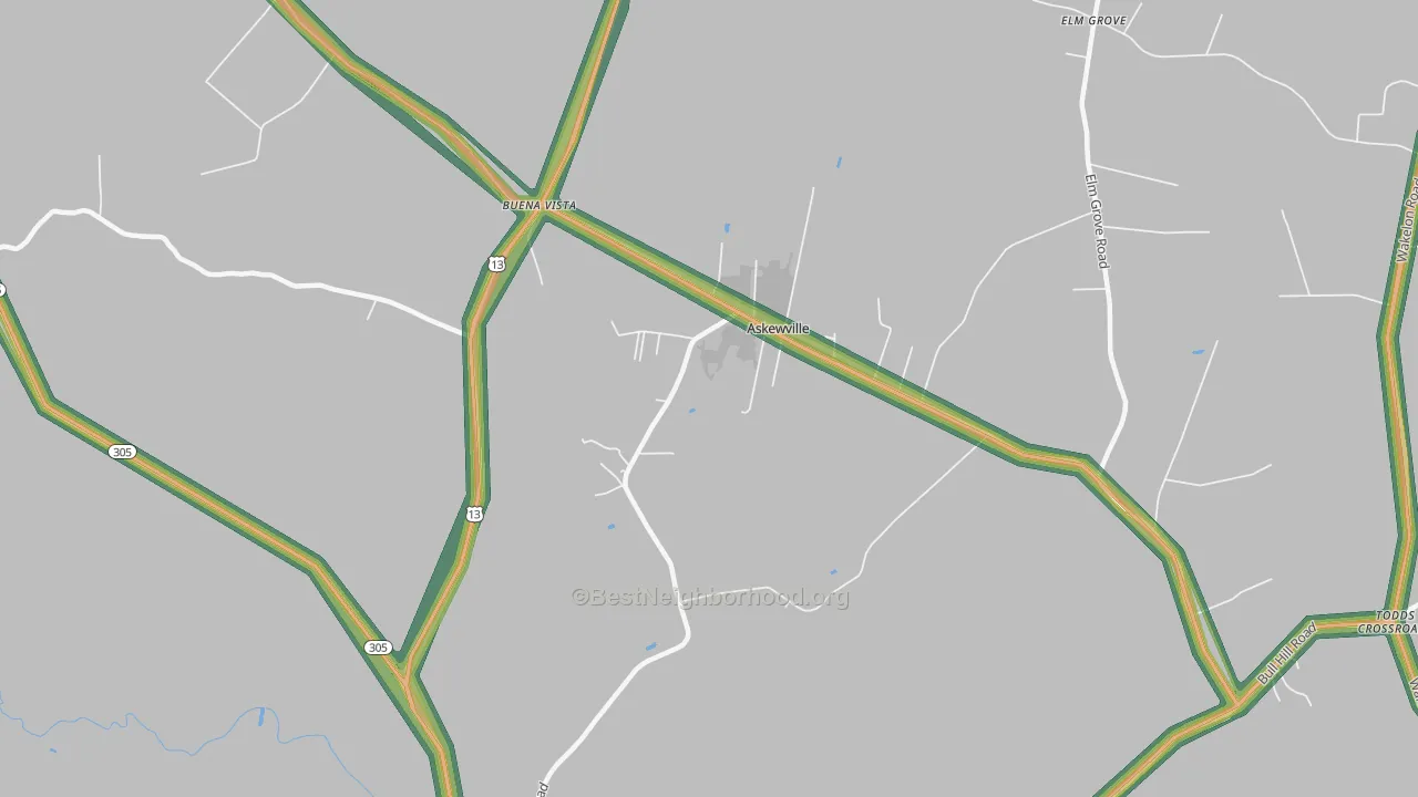 Askewville, NC Map of Noise Levels in Askewville