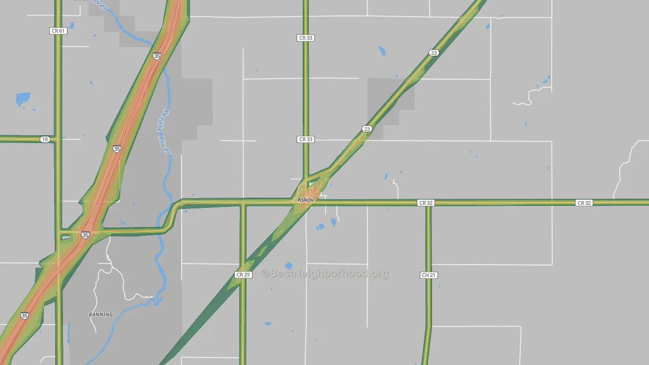 Askov, MN Map of Noise Levels in Askov
