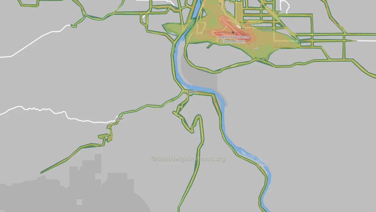 Asotin, WA Map of Noise Levels in Asotin