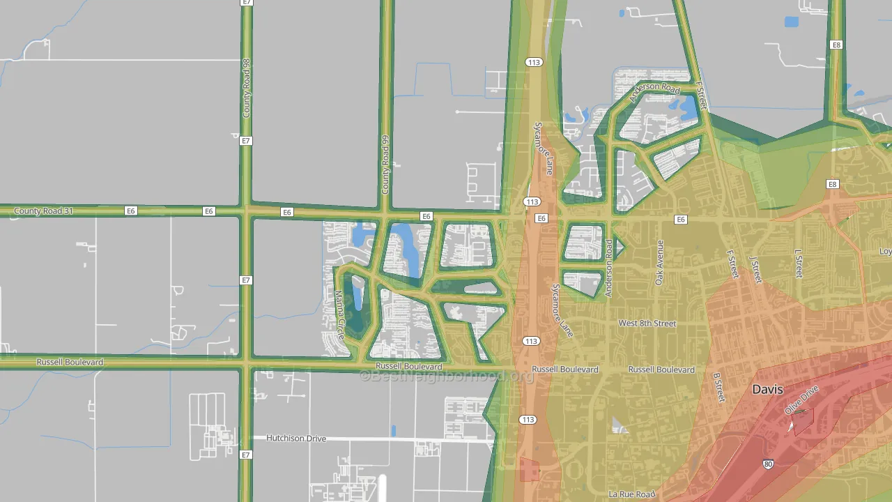 Aspen, Davis, CA Map of Noise Levels in Aspen