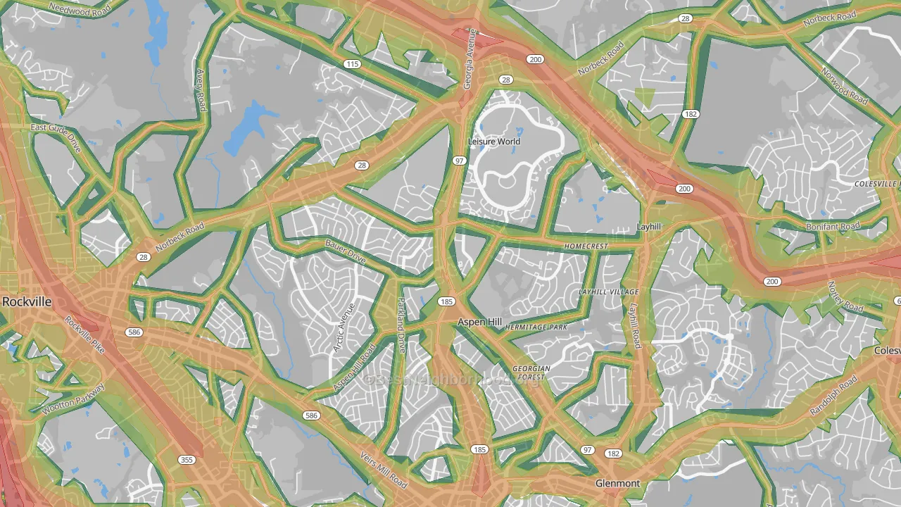 Aspen Hill, MD Map of Noise Levels in Aspen Hill