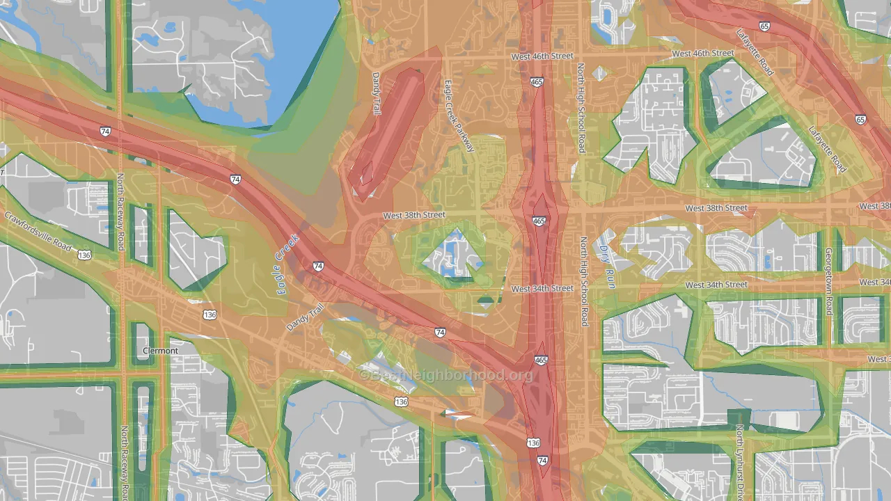 Aspen Ridge, Indianapolis, IN Map of Noise Levels in Aspen Ridge