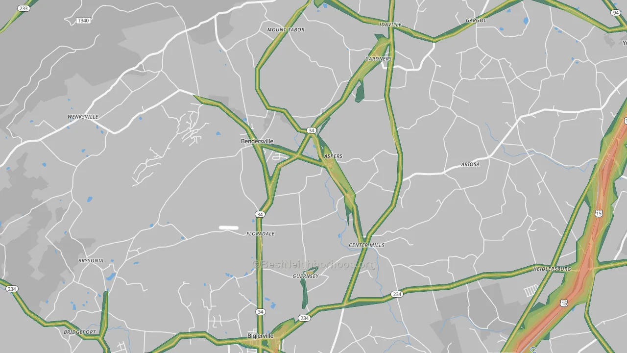 Aspers, PA Map of Noise Levels in Aspers