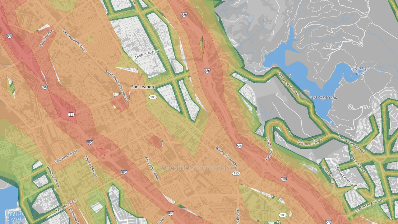 Assumption Parish, San Leandro, CA Map of Noise Levels in Assumption Parish