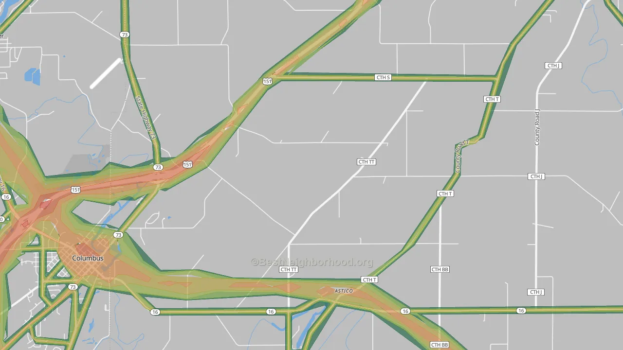 Astico, WI Map of Noise Levels in Astico