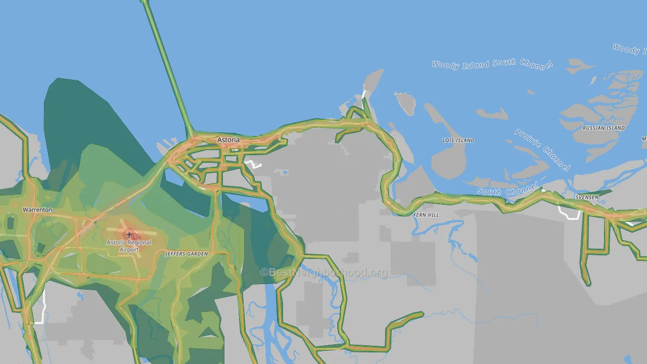 Astoria, OR Map of Noise Levels in Astoria