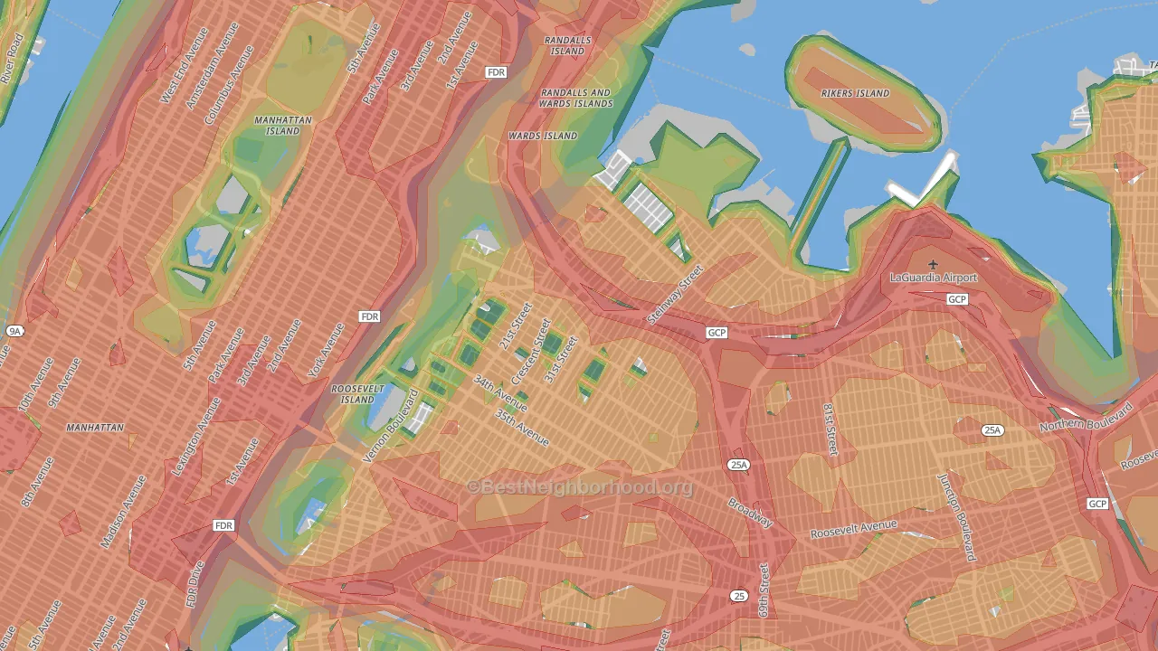 Astoria, Queens, NY Map of Noise Levels in Astoria