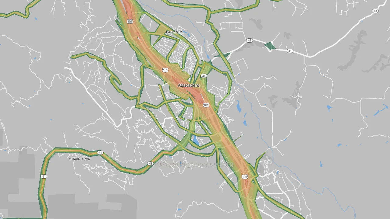 Atascadero, CA Map of Noise Levels in Atascadero