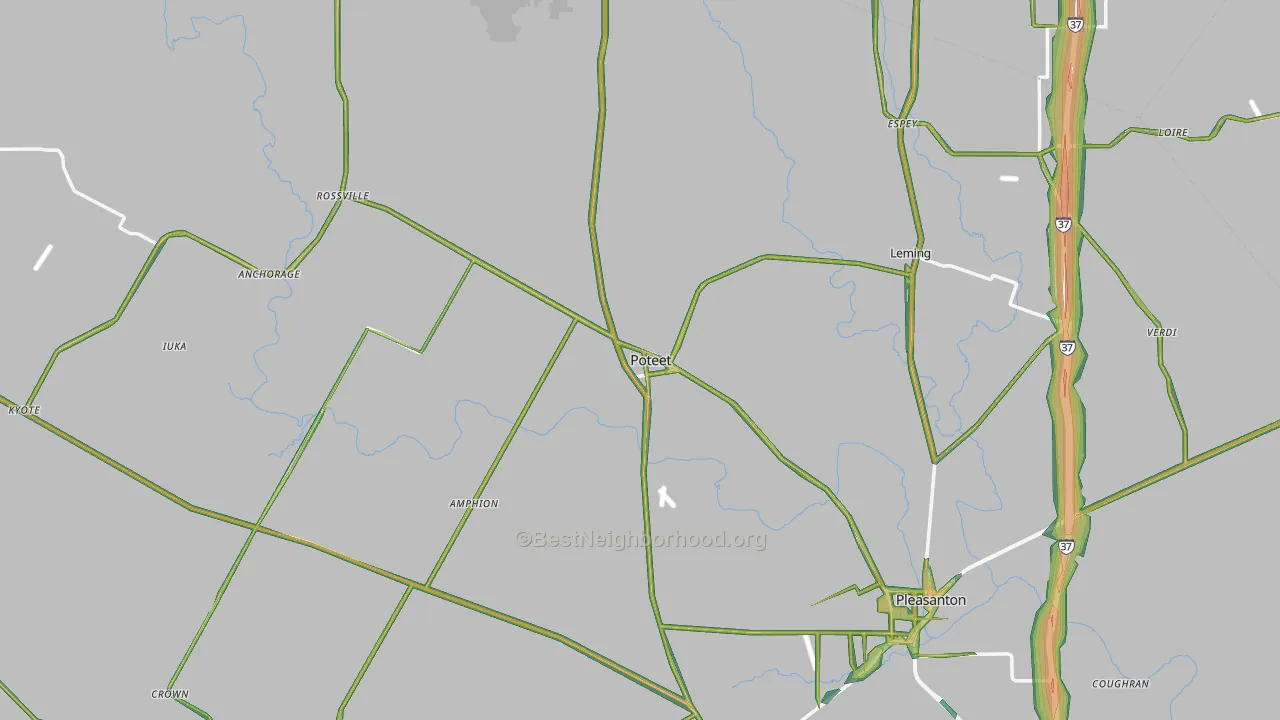 Atascosa County, TX Map of Noise Levels in Atascosa County
