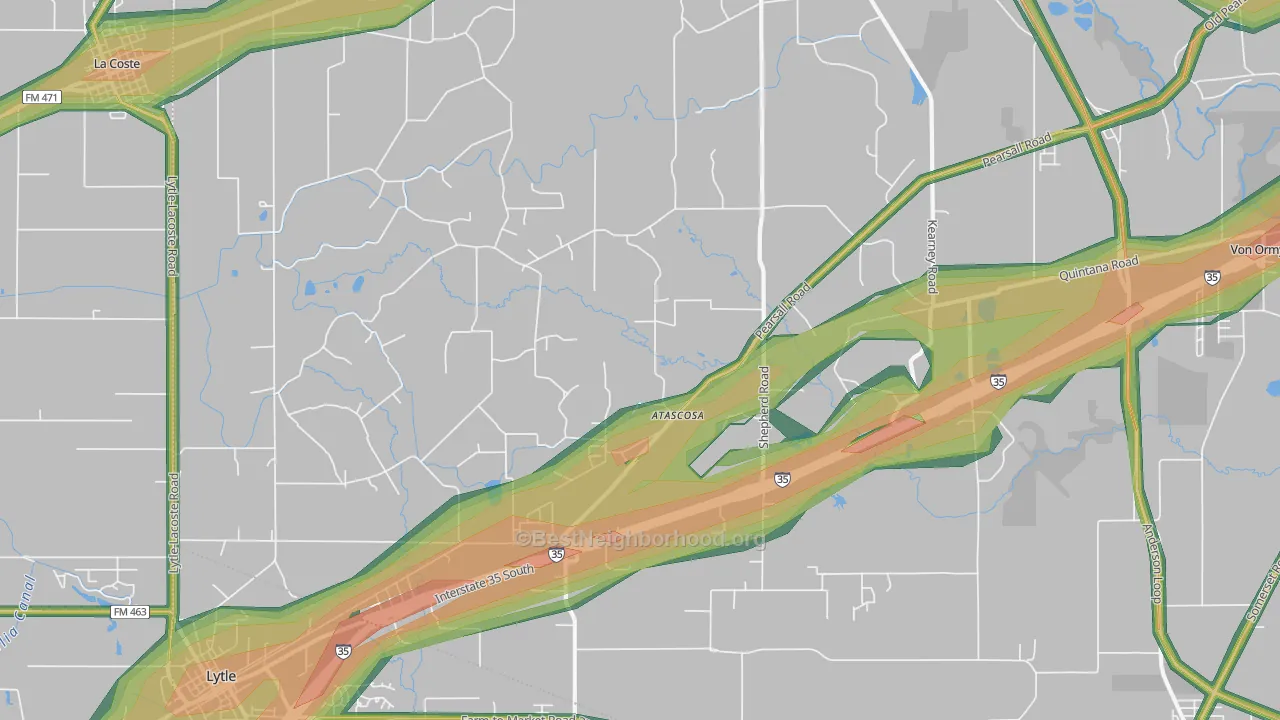 Atascosa, TX Map of Noise Levels in Atascosa