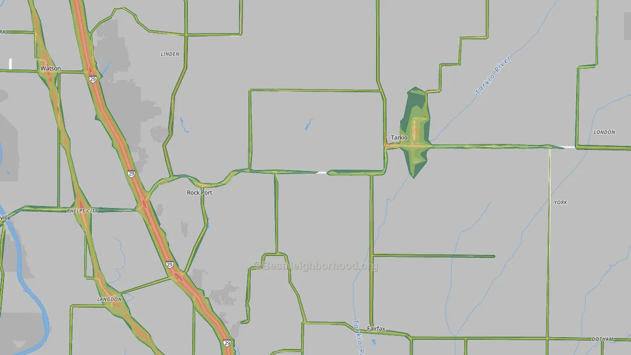 Atchison County, MO Map of Noise Levels in Atchison County