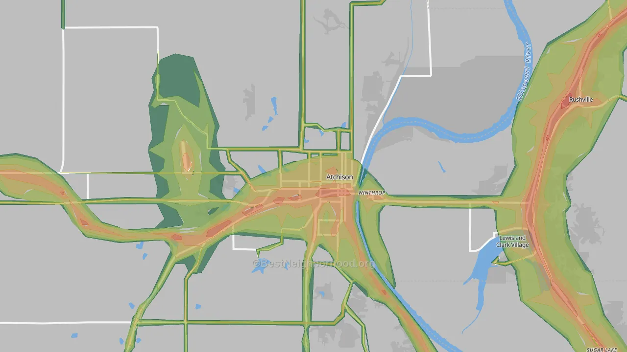 Atchison, KS Map of Noise Levels in Atchison
