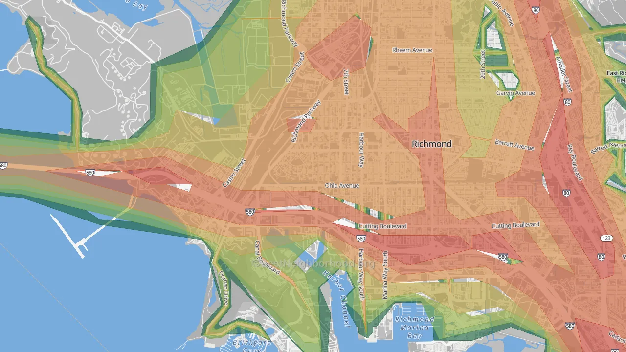 Atchison Woods, Richmond, CA Map of Noise Levels in Atchison Woods