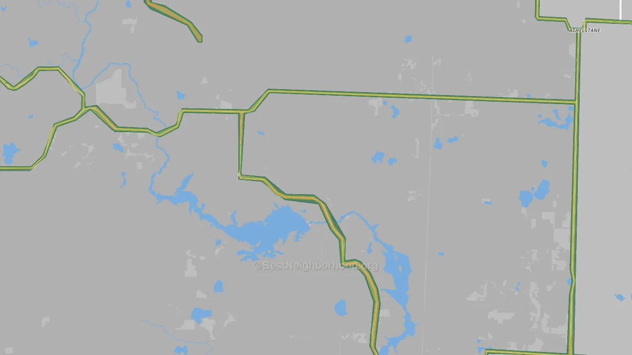 Athelstane, WI Map of Noise Levels in Athelstane